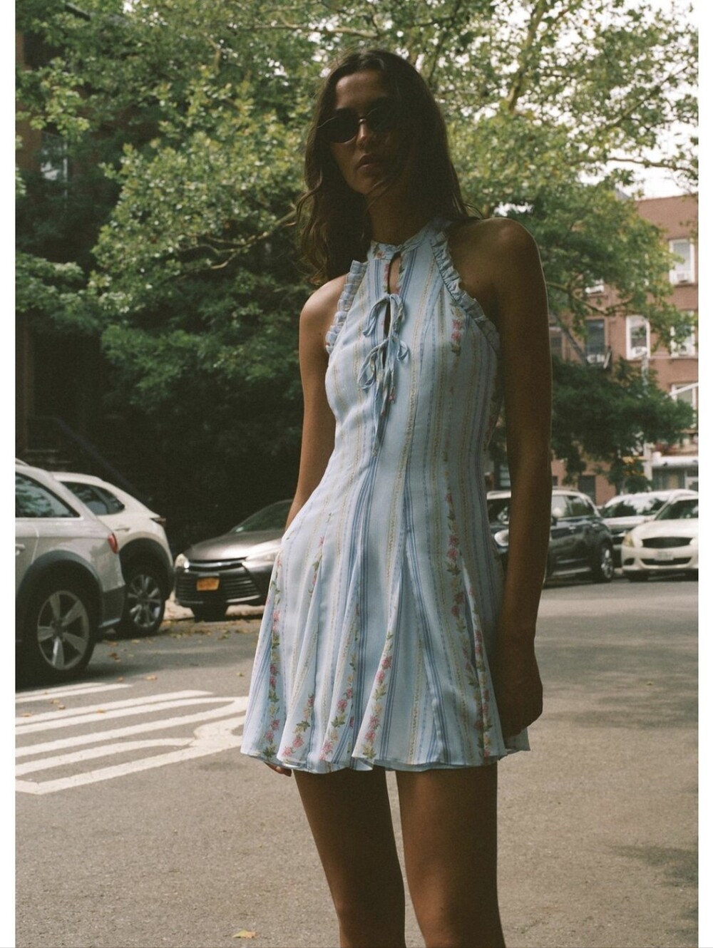 ZARA FLORAL PRINT HALTER MINI DRESS
